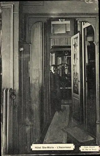 Ak Paris I, Hotel Sainte Marie, L'Ascenseur, Rue de Rivoli