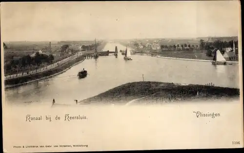 Ak Vlissingen Zeeland Niederlande, Kanaal bij de Keersluis