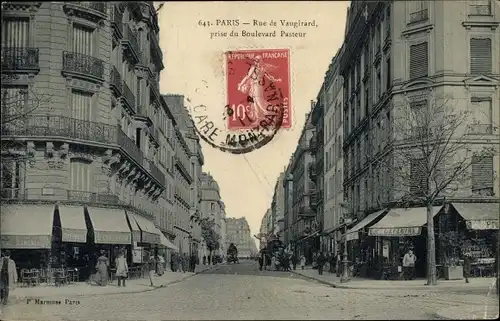 Ak Paris XV., la Rue de Vaugirard, Blvd. Pasteur