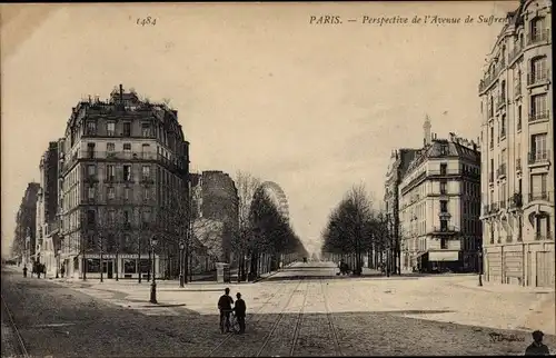 Ak Paris XV., avenue de Suffren, grande roue à l''horizon