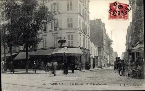 Ak Paris XIV Observatoire, Rue Dareau, Avenue d'Orleans