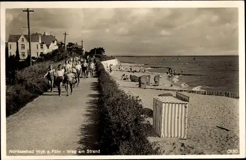 Ak Wyk auf Föhr Nordfriesland, Weg am Strand