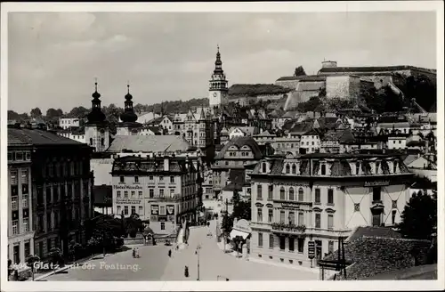 Ak Kłodzko Glatz Schlesien, Festung, Hotel Weißes Ross, Hotel zum Stadtbahnhof