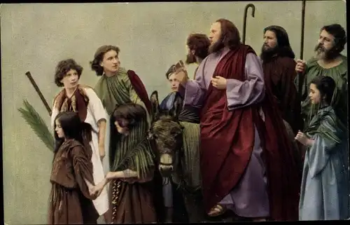 Ak Oberammergau in Oberbayern, Passionsspiel, Gruppe aus dem Einzug in Jerusalem
