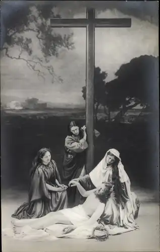 Ak Oberammergau in Oberbayern, Passionsspiel 1900, Christus im Schoße Mariens