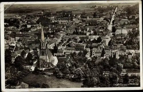 Ak Burgstädt in Sachsen, Fliegeraufnahme, Kirche, Umgebung