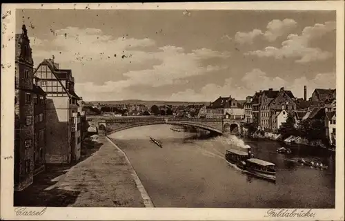 Ak Kassel in Hessen, Teilansicht mit Fuldabrücke