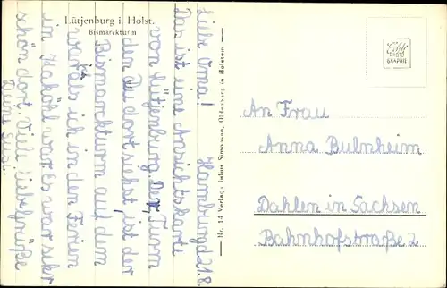 Ak Lütjenburg in Holstein, Teilansicht mit Bismarckturm, LKW