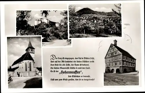 Ak Neuffen in Württemberg, Burg Hohenneuffen, Rathaus, Kirche, Totalansicht