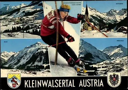 Wappen Ak Hirschegg Steiermark, Kleinwalsertal, Kombinationsweltmeister Luggi Leitner