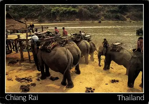Ak Chiang Mai Thailand, Trekking by elephant Safari through the jungle and Rafting tour