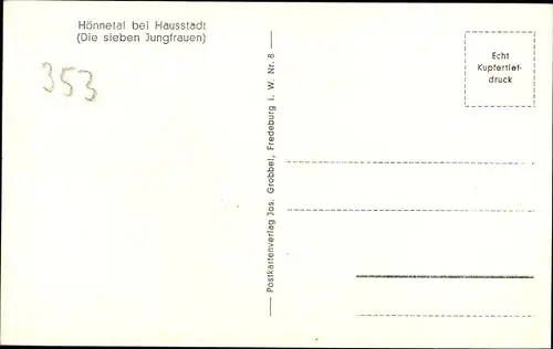 Ak Hönnetal Hemer im Sauerland, die Sieben Jungfrauen, Hönnetal-Lied