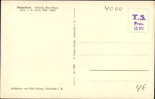 Ak Düsseldorf am Rhein, Wilhelm-Marx-Haus