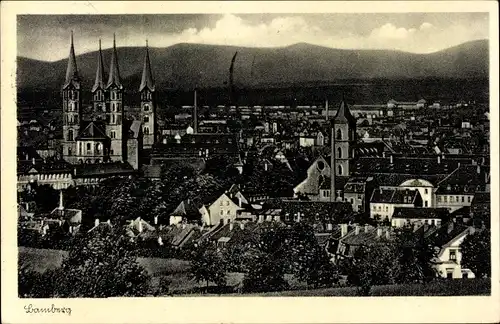 Ak Bamberg in Oberfranken, Blick über die Stadt zum Dom