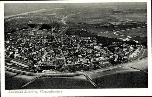 Ak Norderney in Ostfriesland, Fliegeraufnahme vom Ort