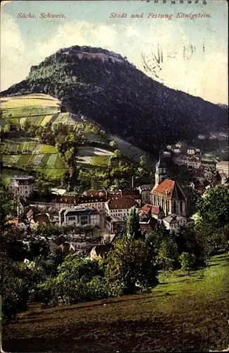 Ak Königstein an der Elbe Sächsische Schweiz, Stadt und Festung