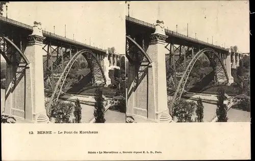 Stereo Ak Bern Stadt Schweiz, Le Pont de Kornhaus