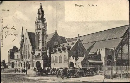 Ak Bruges Brügge Flandern Westflandern, La Gare