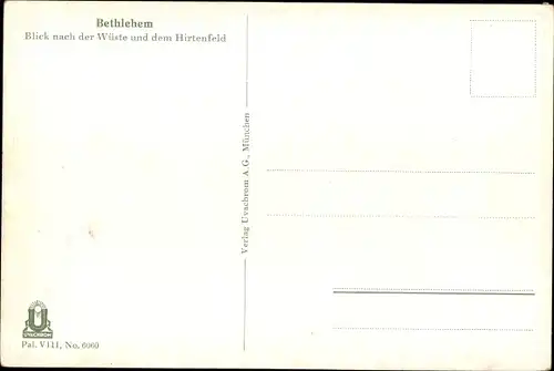 Ak Betlehem Palästina, Blick nach der Wüste und dem Hirtenfeld