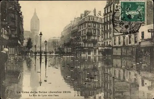 Ak Frankreich, La Crue de la Seine, Janvier 1910, La Rue de Lyon