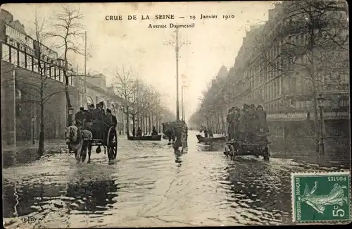 Ak Frankreich, Crue de la Seine, Janvier 1910, Avenue Daumesnil