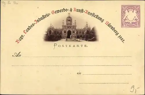Ak Nürnberg in Mittelfranken, Bayr. Landes-, Industrie-, Gewerbe- und Kunstausstellung 1882
