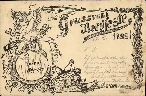 Ak Gruß vom Bergfest 1899, Kursus 1897 bis 1900