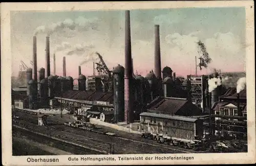 Ak Oberhausen am Rhein Ruhrgebiet, Gute Hoffnungshütte, Hochofenanlagen