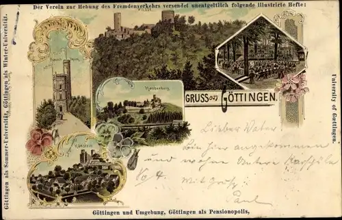Litho Göttingen in Niedersachsen, Hardenberg, Hanstein, Bismarckturm