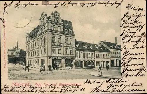 Ak Meerane in Sachsen, Ecke Post- und Bismarckstraße