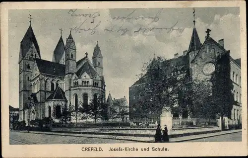 Ak Krefeld am Niederrhein, Josefskirche, Schule