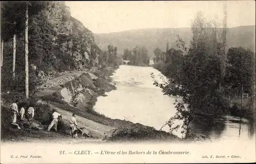 Ak Clécy Calvados, L'Orne et les Rochers de la Cambronnerie