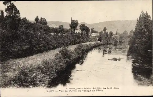 Ak Clécy Calvados, Vue de l'Orne au Village de Placy