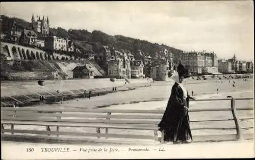 Ak Trouville Calvados, Vue prise de la Jetee, Promenade