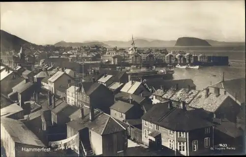 Ak Hammerfest Norwegen, Blick über die Dächer der Stadt