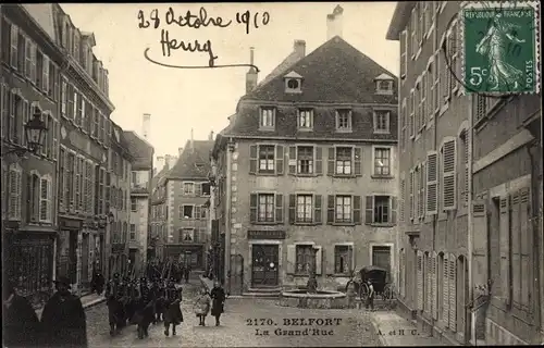 Ak Belfort Beffert Beffort Territoire de Belfort, la Grande Rue, Soldaten