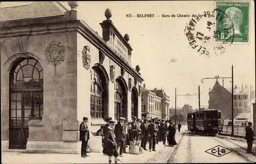 Ak Belfort Territoire de Belfort, Gare du Chemin de Fer d'Interet local, tramway