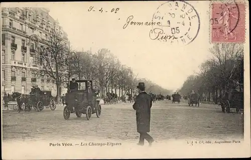 Ak Paris VII, Champs Elysées, Verkehr
