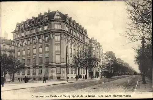 Ak Paris XV., Blvd. Montparnasse, Direction des Postes et Télégraphes de la Seine