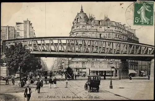 Ak Paris XV., Rue Lecourbe, pont chemin de fer