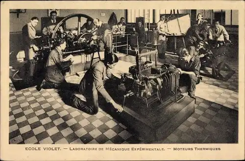 Ak Paris XV., Ecole d'Electricité et de Mécanique industrielle,Moteurs Thermiques, 50 Rue Violet
