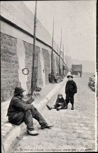 Ak Paris XV Vaugirard, Berges de la Seine, les habitues des Berges des ponts