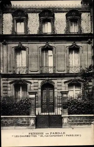 Ak Paris XVI Passy, 30 Rue Cortambert, Pension les Charmettes