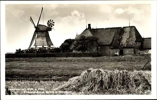 Ak Boldixum Wyk auf Föhr Nordfriesland, Friesenhaus, Mühle