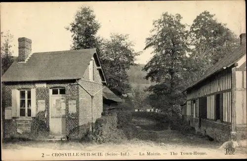 Ak Crosville sur Scie Seine Maritime, La Mairie