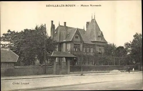 Ak Déville lès Rouen Seine Maritime, Maison Normande