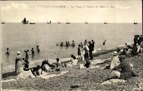 Ak Cayeux sur Mer Somme, La Plage a l'heure du Bain