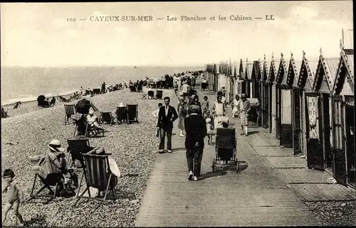 Ak Cayeux sur Mer Somme, Les Planches et les Cabines, Plage