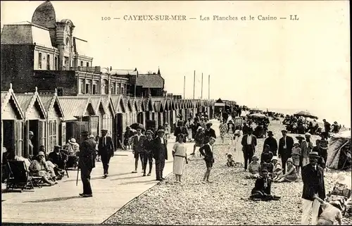 Ak Cayeux sur Mer Somme, Les Planches et le Casino, Plage