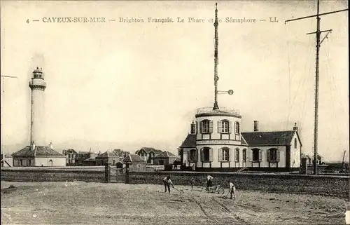 Ak Cayeux sur Mer Somme, Brighton Francais, Le Phare et le Semaphore